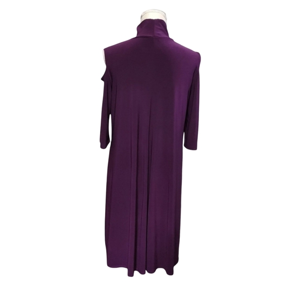 CLARA SUN WOO Dress Womens Small Purple Cold Shoulder Turtleneck Stretch Knit US - Picture 5 of 9